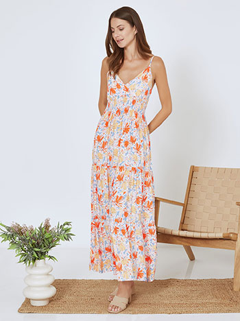 Dress cotton with elastic back maxi in orange