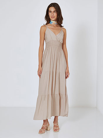 Dress cotton maxi in beige