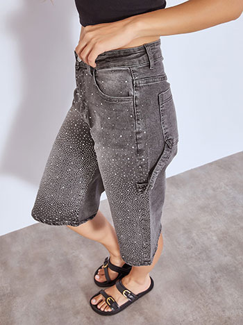 Bermuda shorts with strass and side pockets in dark grey