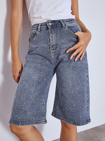 Βερμούδα με strass σε μπλε