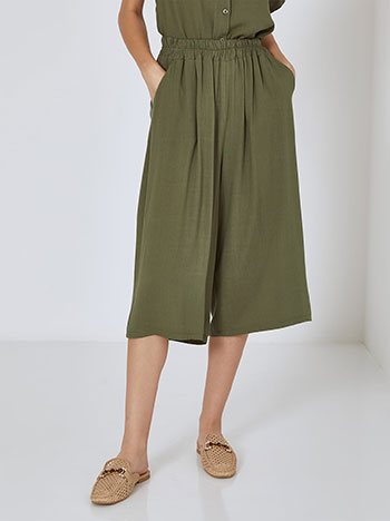 Culottes monochrome viscose in khaki