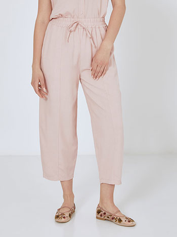 Trousers with decorative seams in dusty pink