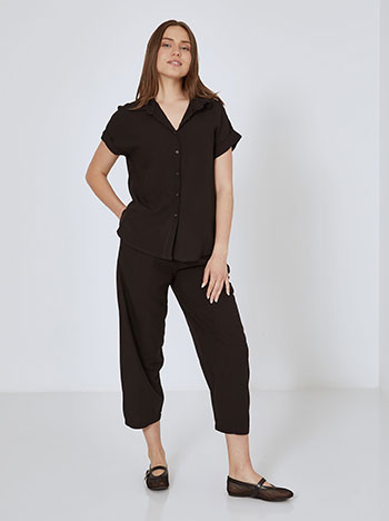 Shirt with rolled up sleeves in black