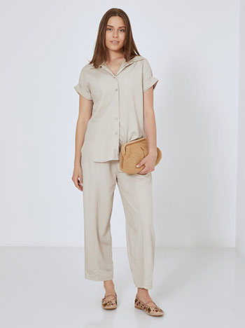 Shirt with rolled up sleeves in beige