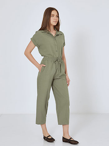 Shirt with rolled up sleeves in khaki