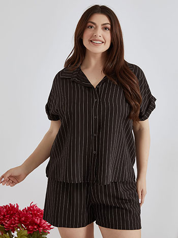 Shirt striped with collar in black