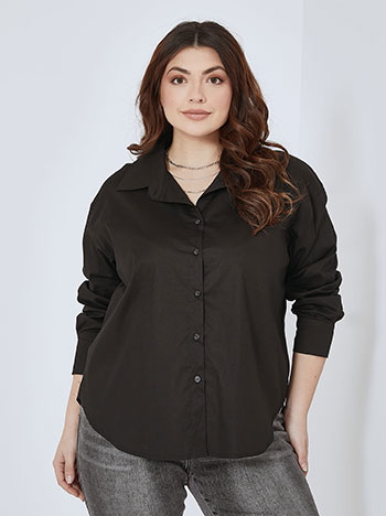 Πουκάμισο με ανοίγματα στο πλάι σε μαύρο