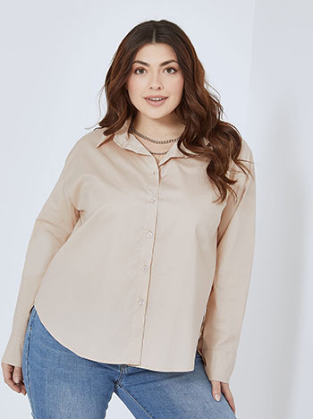 Shirt with side slits in beige