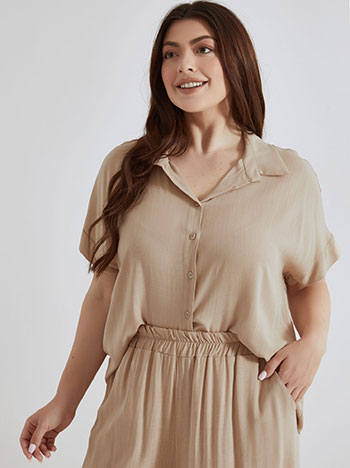 Shirt monochrome viscose in dark beige