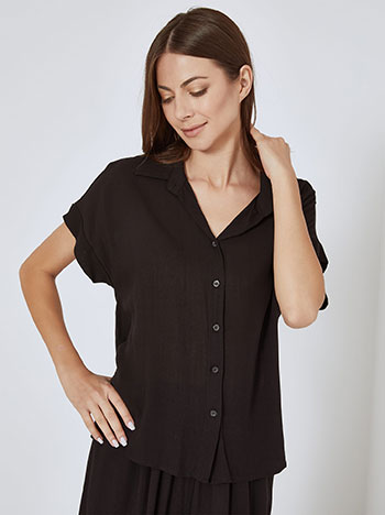 Shirt monochrome viscose in black
