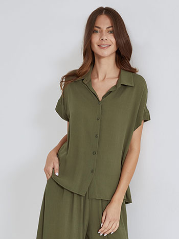 Shirt monochrome viscose in khaki