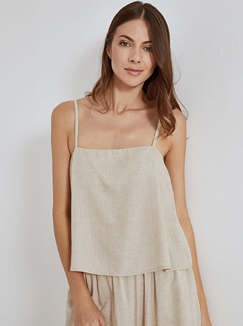 Crop top with linen in beige