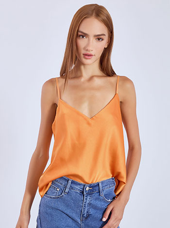 Lingerie σατέν σε πορτοκαλί