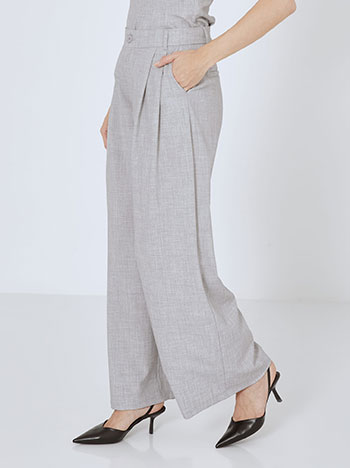 Trousers wide leg with pleats in grey