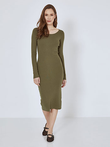 Dress midi rib in khaki