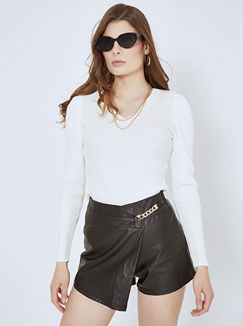 Skort leather effect with chain in black