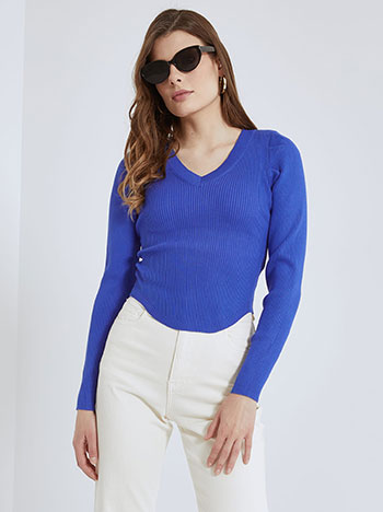 Top rib with shoulder pads in electric blue