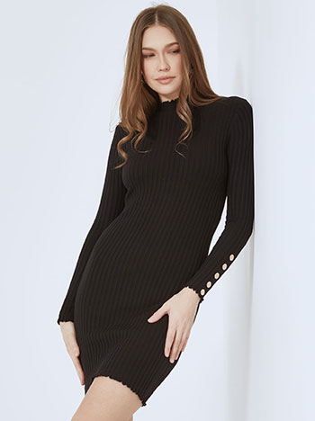 Φόρεμα μίνι ριπ με κουμπιά σε μαύρο