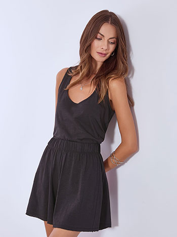 Shorts cotton with raw hemline in black