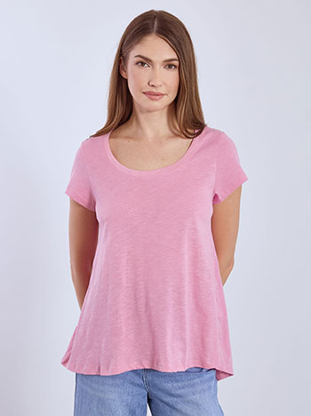 T-shirt with round hemline in dusty pink