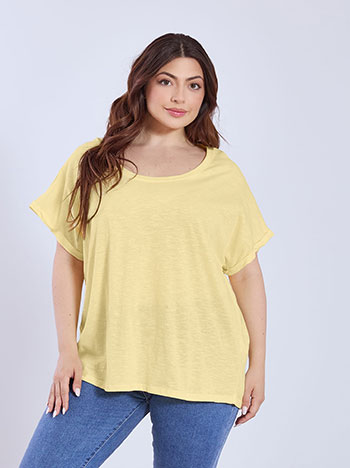 Μπλούζα με γυριστό μανίκι σε κίτρινο ανοιχτό