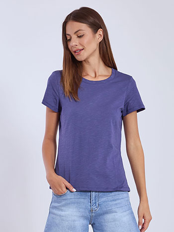 T-shirt βαμβακερό σε μπλε ραφ