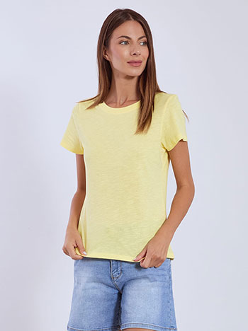 T-shirt βαμβακερό σε κίτρινο ανοιχτό