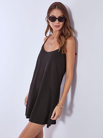 Dress mini cotton with straps in black