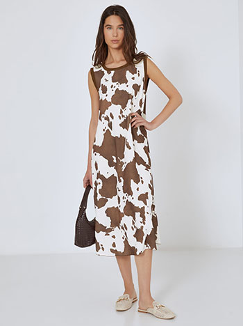 Φόρεμα μάξι με animal print σε καφέ