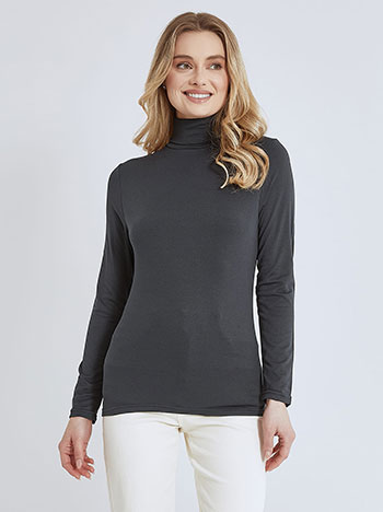 Turtleneck monochrome with fleece lining in dark grey