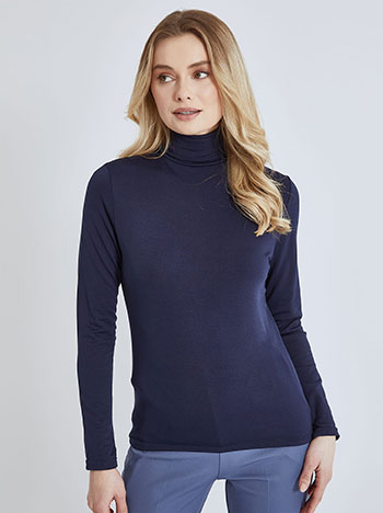 Turtleneck monochrome with fleece lining in dark blue