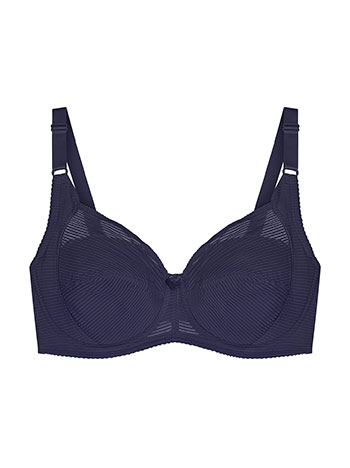 Plus size bra with textured stripes in dark blue