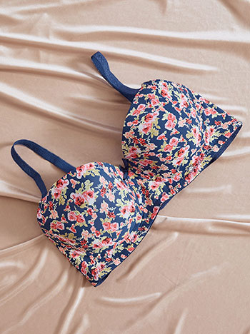 Plus size bra floral in dark blue