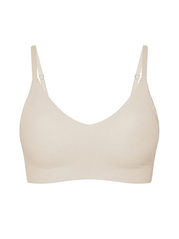 Bra ribbed in beige