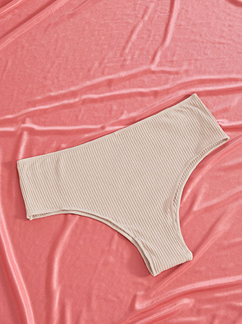 Brief ribbed brazilian in beige