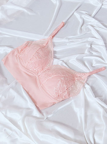 Bustier monochrome with lace in pink