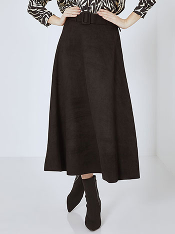 Skirt midi suede like in black