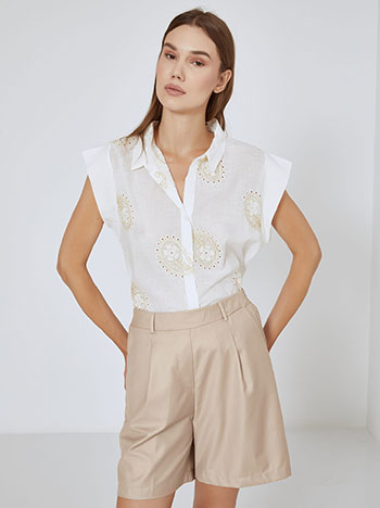 Bermuda with pleats in dark beige
