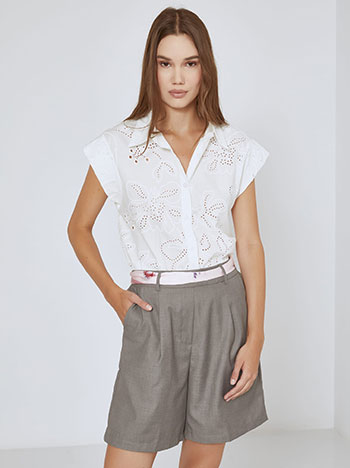 Bermuda shorts with pleats in grey