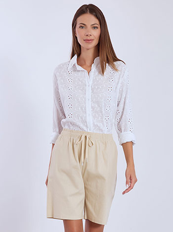 Βερμούδα με βαμβάκι σε μπεζ