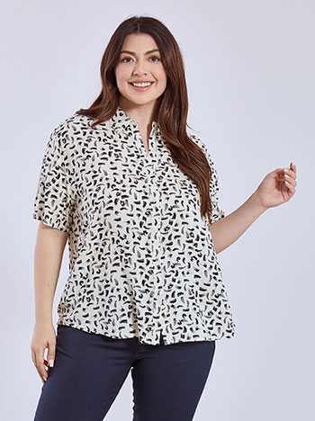 Shirt printed short sleeved in off white