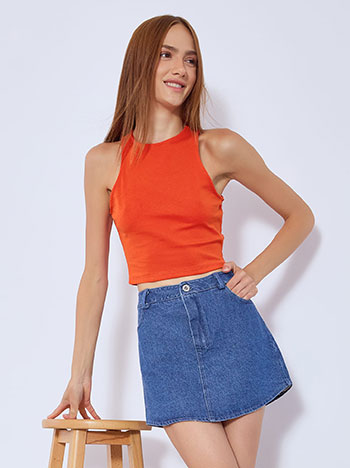 Crop top με βαμβάκι σε κόκκινο