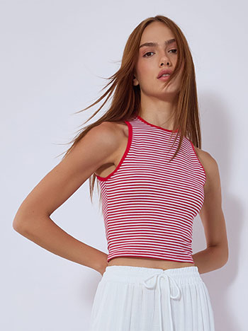 Crop top ριγέ σε κόκκινο