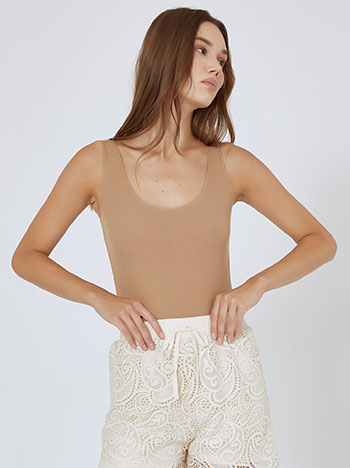 Bodysuit monochrome with cotton in light brown