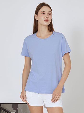 T-shirt με βαμβάκι σε γαλάζιο
