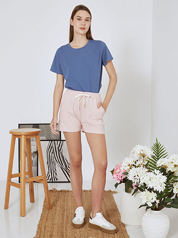 T-shirt με βαμβάκι σε μπλε - Pose3