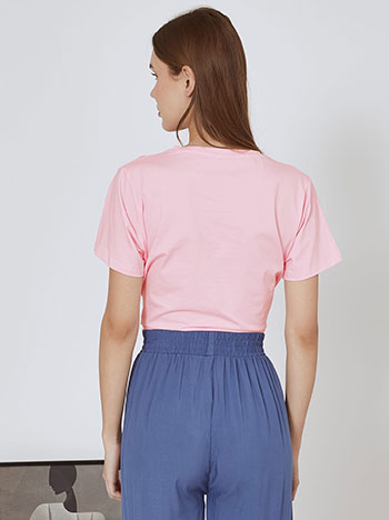 T-shirt με βαμβάκι σε ροζ - Pose1