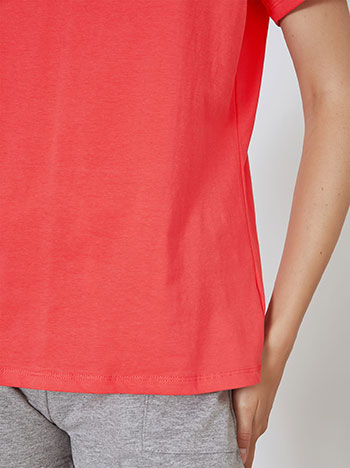 T-shirt with cotton in coral - Pose4