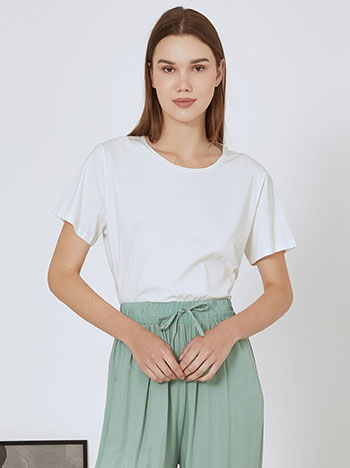 T-shirt με βαμβάκι σε λευκό - Pose0