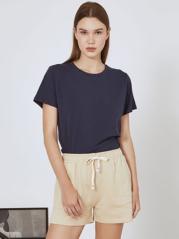 T-shirt με βαμβάκι σε σκούρο μπλε
